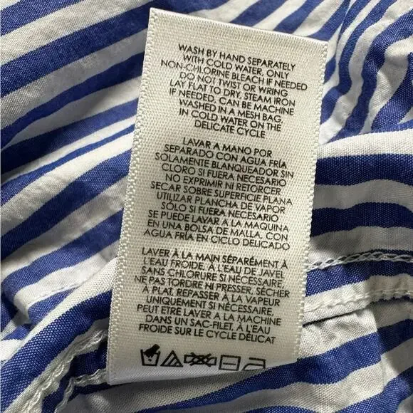 CAbi M 6085 Striped Blue / White Prep School Button Down Shirt Spring 2022 - Picture 7 of 10